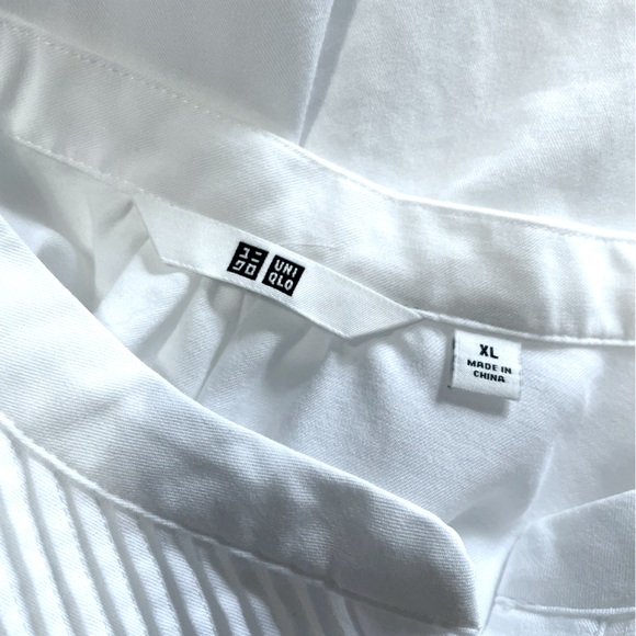 Uniqlo White Rayon Pintuck Long Sleeve Blouse‎ Size XL Office Classic Work - Picture 7 of 9